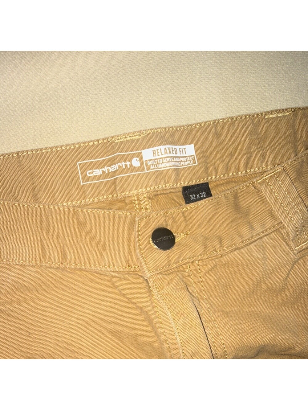 Carhartt Men's Relaxed Fit Canvas Work Pants 32x32 Tan Khaki Distressed 2025